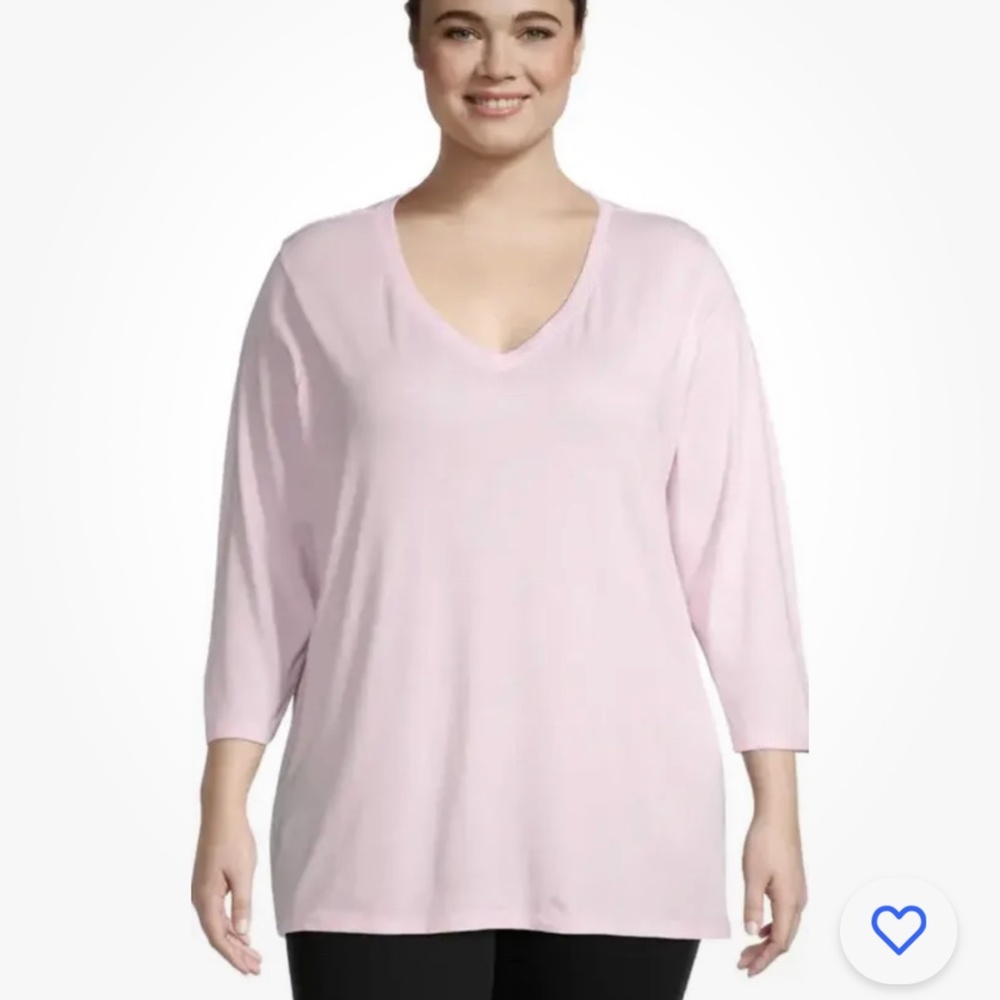 Just My Size Women’s Pink V-Neck Top 3X NEW
